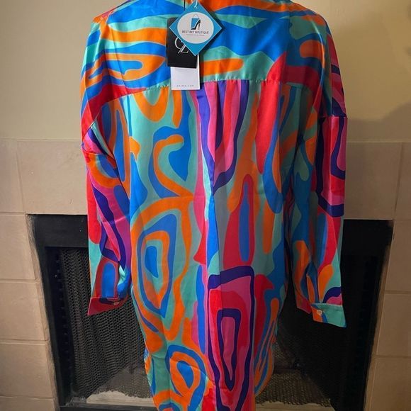 Printed Fushia Oversized Shirt/ Dress- NWT - Picture 7 of 8